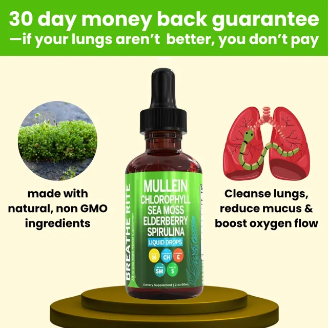 The Respiro+ Daily Lung Cleanse and Support amber dropper bottle with green label